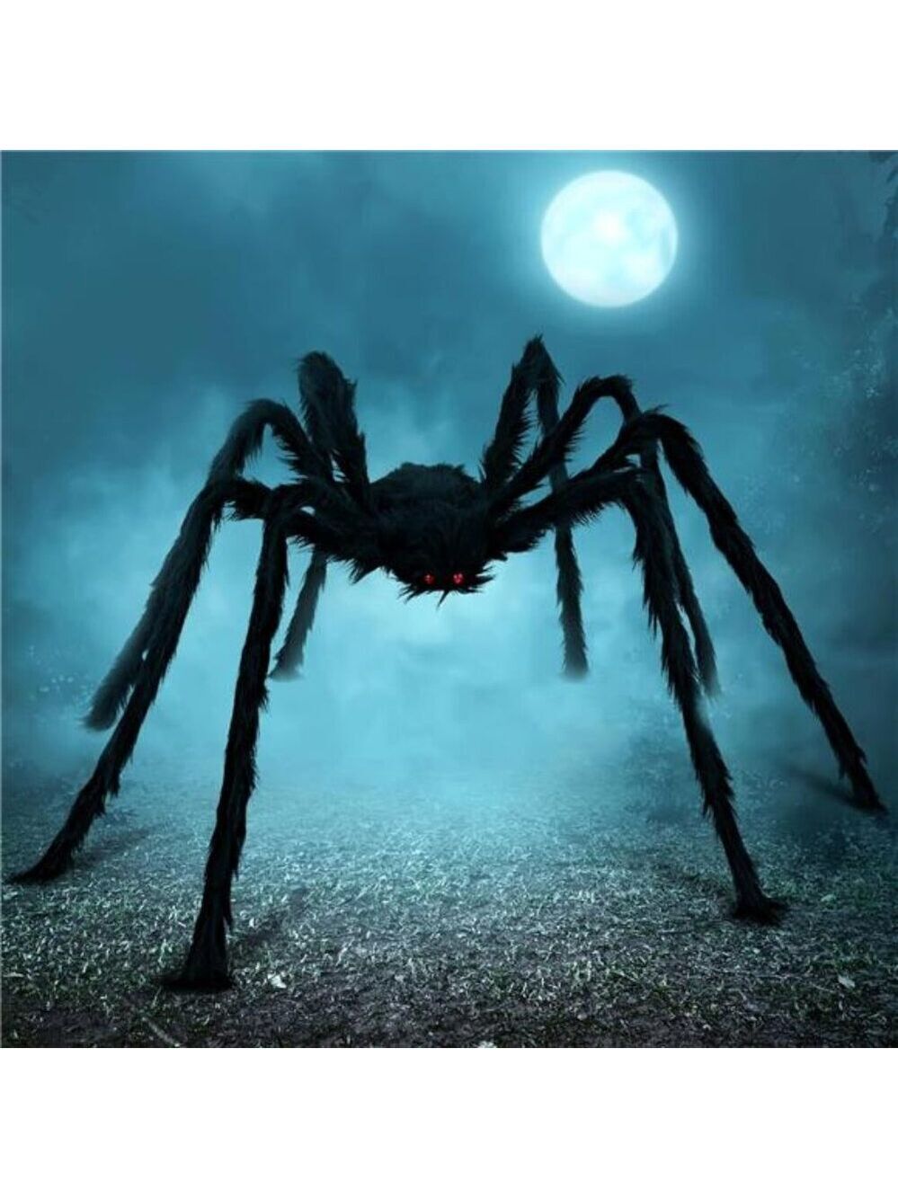 Halloween Giant Spider Outdoor Decor Large Black Scary Hairy Yard Lawn Party Pro